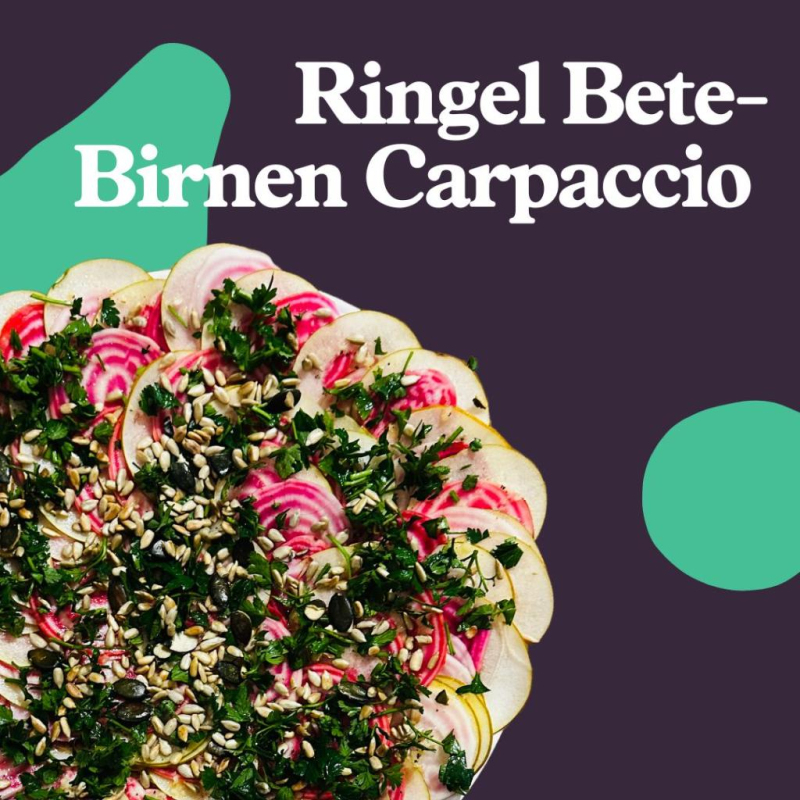 Ringel-Bete-Birnen-Carpaccio mit Orangen-Knoblauch