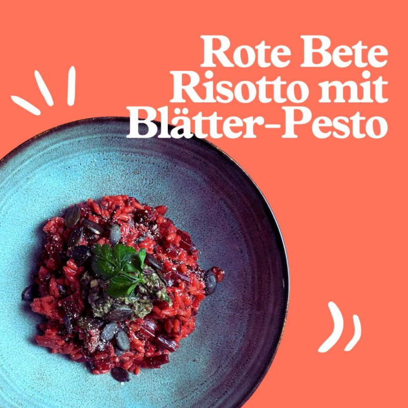 Rote Bete Risotto mit Blätter-Pesto